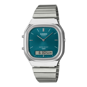 Casio Edgy AQ-240E-3AEF - bracciale acciaio - cassa resina grigia - quadrante turchese multifunzione